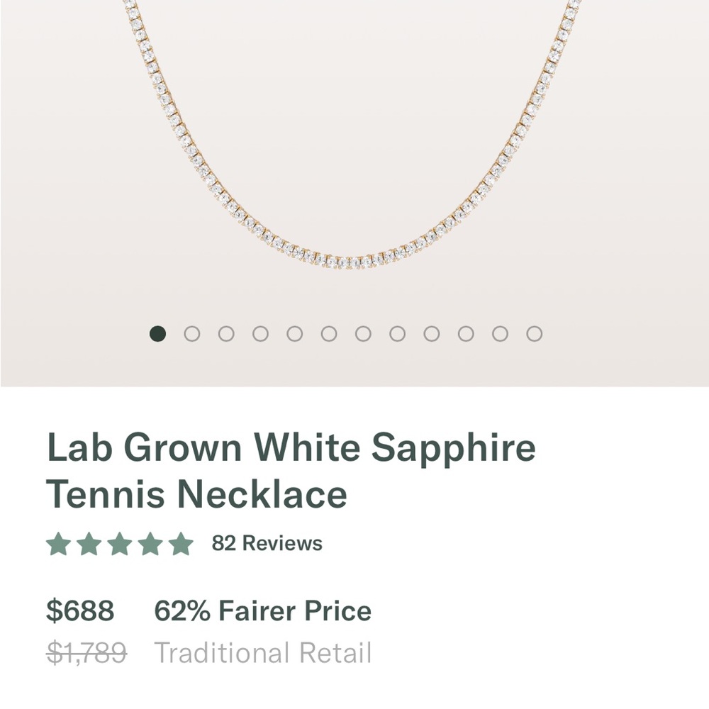 Aurate White Sapphire Tennis Necklace